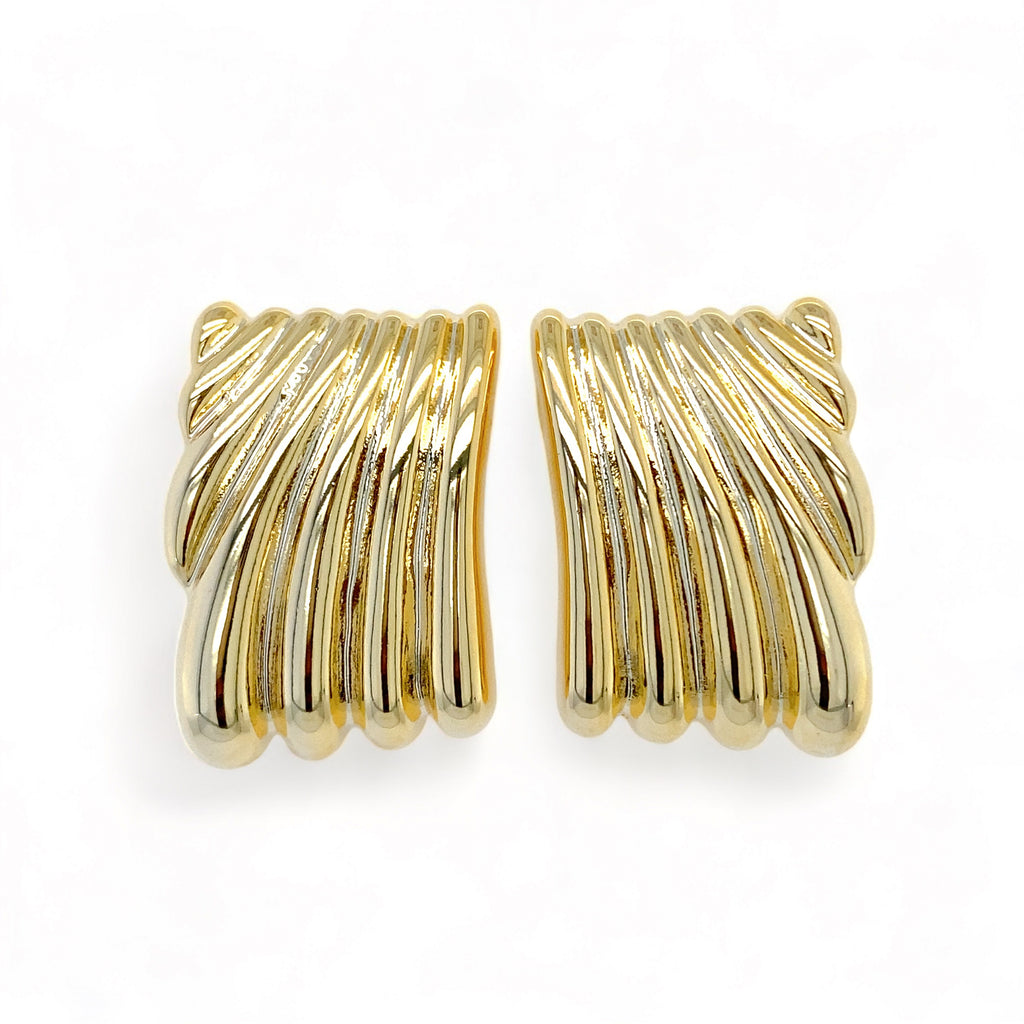 Aretes de oro 14k Mujer Broquel Hoja minimalista con oro amarillo